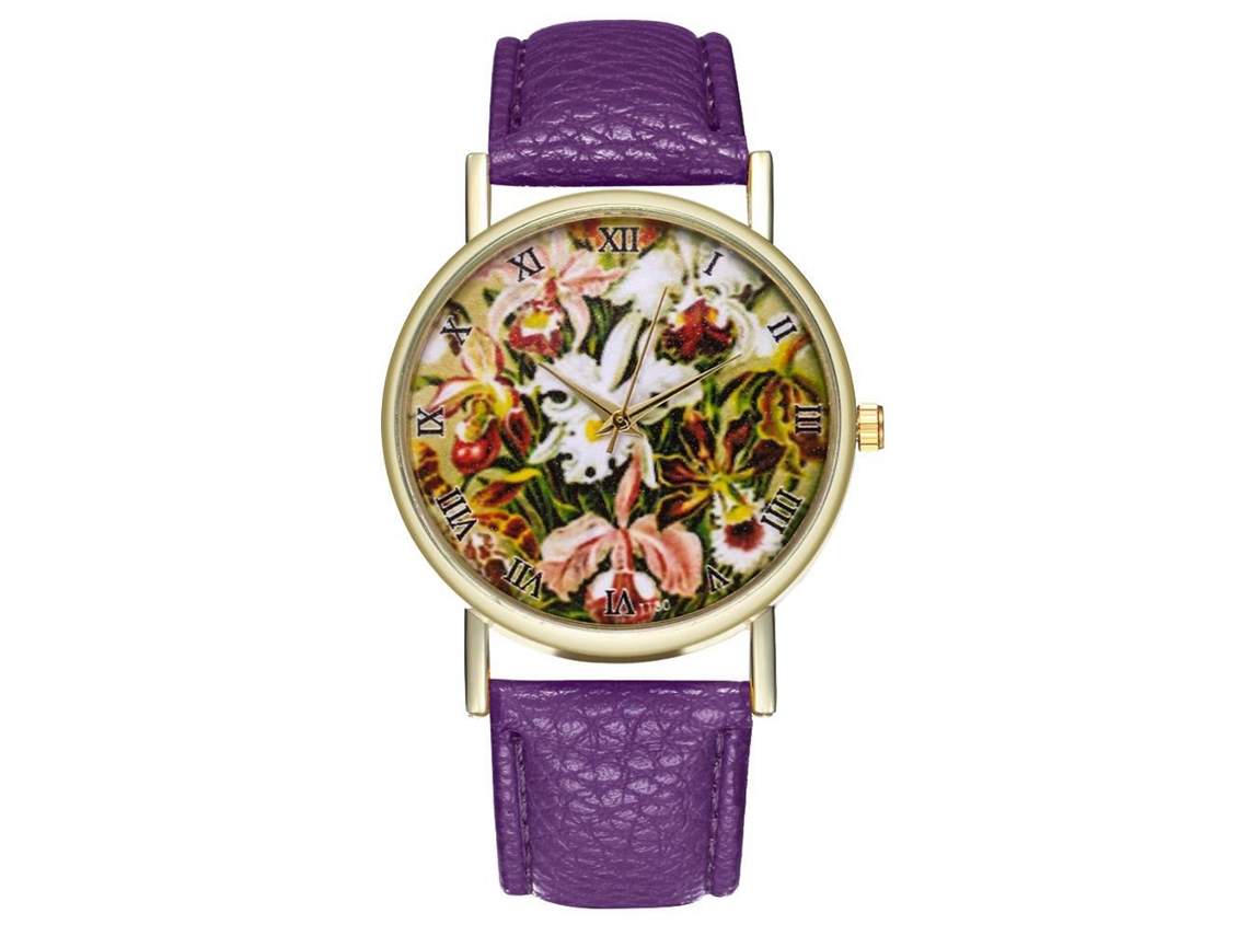 Reloj De Pulsera Para Hombre De Cuarzo Con Dial Redondo Y Correa De Pu Moda (morado)