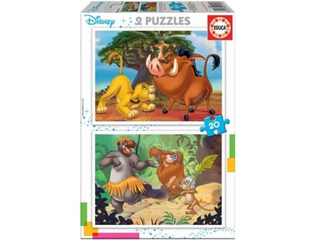 Puzzle EDUCA 2x Puzzle 20 Disney Animales (Edad Mínima: 3 Años - 40 Piezas)