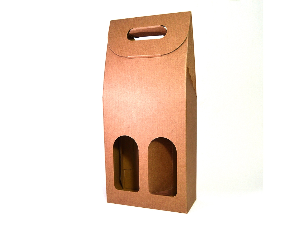 25X Caja Cartón Vacía Marrón Para 2 Botellas De Vino 18X9X40Cm ESPIRITO REBELDE