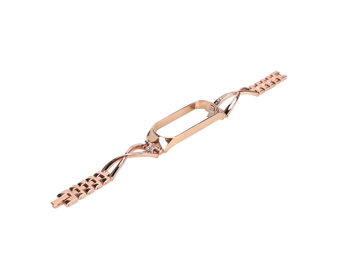 Correa De Pulsera Inteligente Con Decoración De Diamantes Material Metal Pulsera Mi 4 Diamante Inlay En Forma De X Metal Reloj Oro Rosa