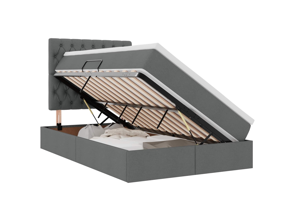 Maison Exclusive - Cama Con Almacenamiento Y Led Con Led Gris Oscuro 120 X 190 Cm
