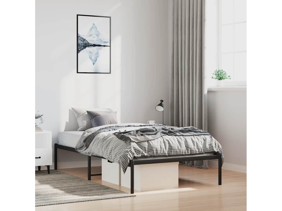 Estructura De Cama Sin Colchón Metal Negro 100x190 Cm