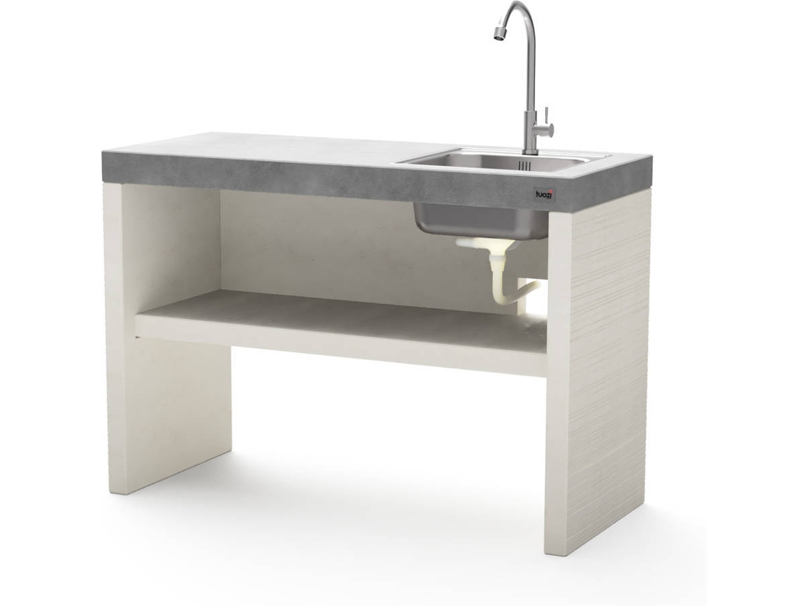 Módulo para Barbacoa TUOZI Plan/Venit 2 con fregadero y grifo (Blanco, Gris - 110x47x77cm)