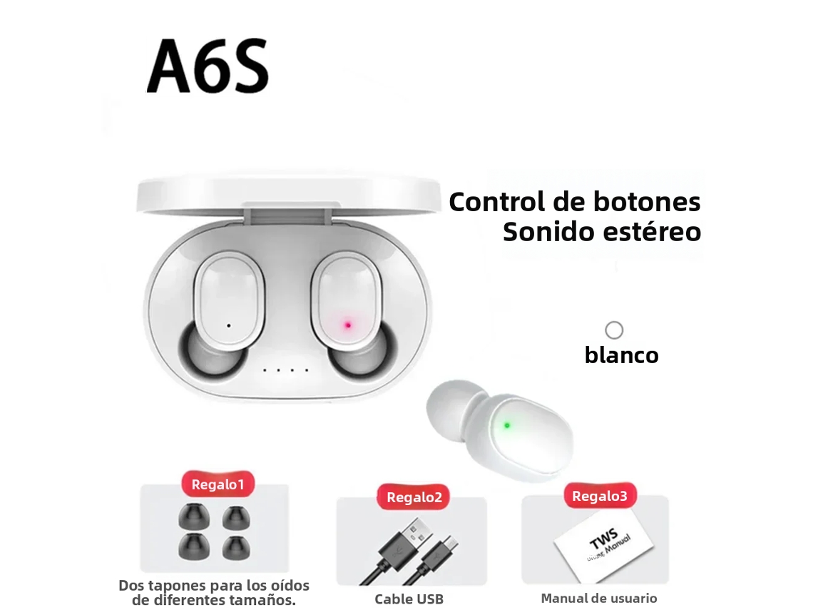 (blanco) Auriculares Inalámbricos Bluetooth 5.0 Con Cancelación De Ruido, Controles Táctiles Hif Estéreo Deportivos.