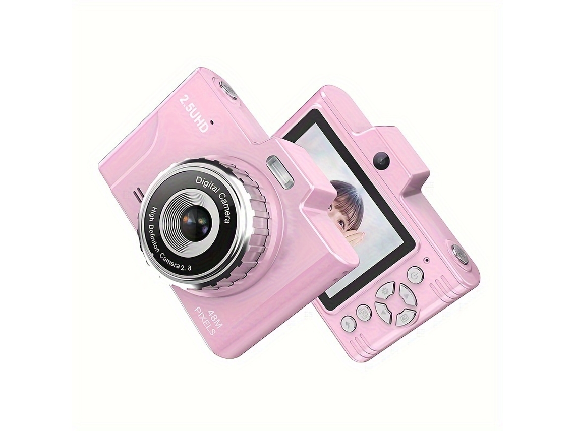 Câmera Digital Portátil H8 1080P Câmera Ccd Compacta 48Mp Zoom Óptico 8X Rosa 