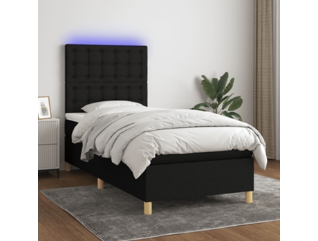 VIDAXL Colchón con somier/LED (Negro - Tela - 90 x 190 cm)
