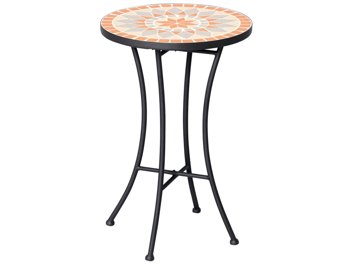 Mesa auxiliar redonda de mosaico para jardín y balcón Ø35 cm