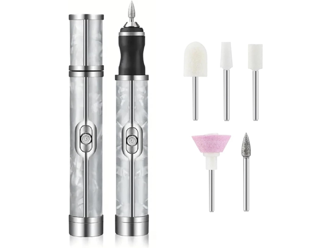 Lima De Uñas Eléctrica Recargable, Taladro Multifuncional, Lijadora De Uñas Gruesas, 4 Velocidades (blanco)