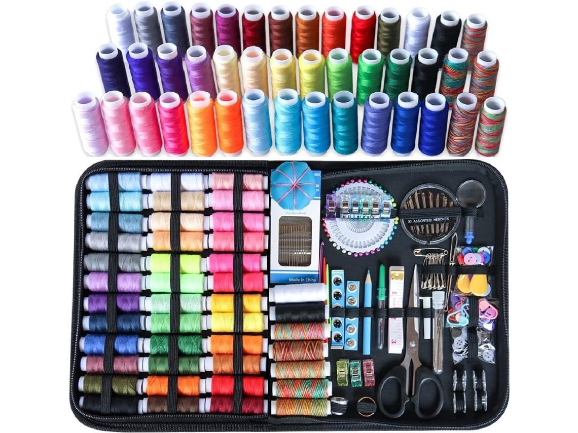 Kit de costura grande con 342 piezas, 43 carretes de hilo XL, kit completo de aguja e hilo de viajero, ushion