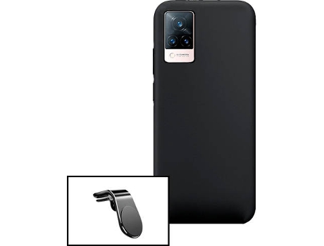 Carcasa + Soporte Vivo V21 5G PHONECARE Silicona Líquida Negro