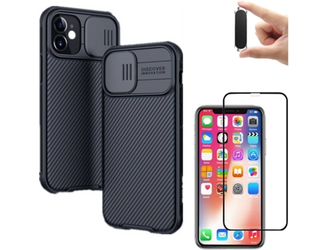 Carcasa, Protector y Soporte iPhone 12 Mini Nillkin Camshield Negro