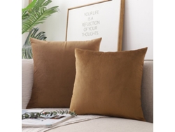 Rebe-funda De Almohada Cuadrangular De Terciopelo Suave Y Lujoso Color Ámbar Marrón 20x20 Pulgadas Sin Relleno