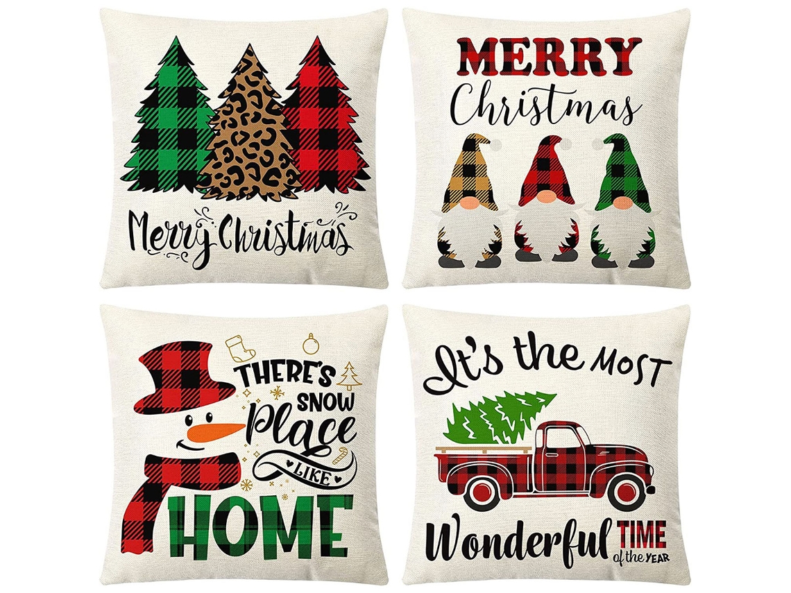 Juego De 4 Fundas De Almohada Navideñas Con Motivos De Copos De Nieve