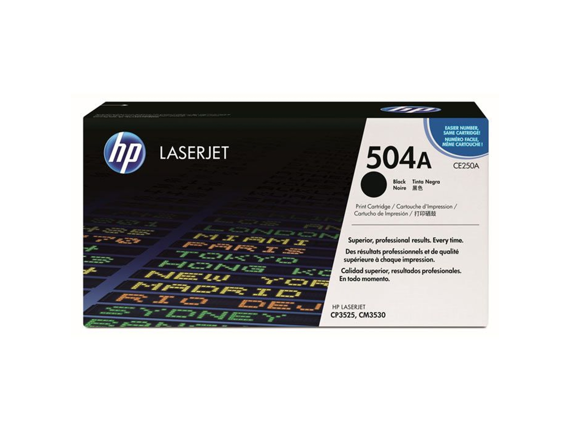 Cartucho de tóner original LaserJet HP 504A negro para  series CP3525 y CM3530