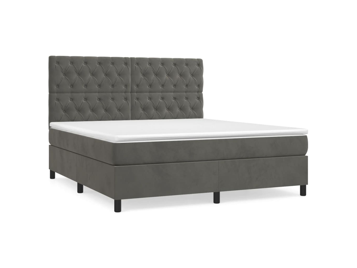 Maison Exclusive - Cama Box Spring Con Colchón Terciopelo Gris Oscuro 160x200 Cm