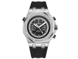 Reloj Cagarny 6861 con esfera poligonal a cuadros, movimiento de cuarzo y correa de silicona.