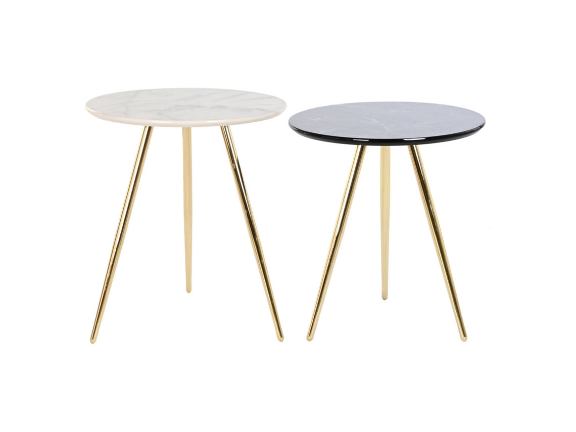 Set 2 Mesita Auxiliar Metal Resina 46x46x45cm