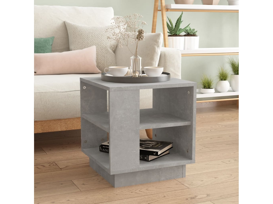 Mesa de Centro de Apoyo 40X40X43 Cm Madera Procesada Gris Cemento