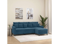 Sofá de 3 plazas - Sofá para salón - Sofá de relax con reposapiés 180 cm Terciopelo azul HARLANV1