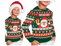 Jersey Navidad Ho verde y rojo para niños