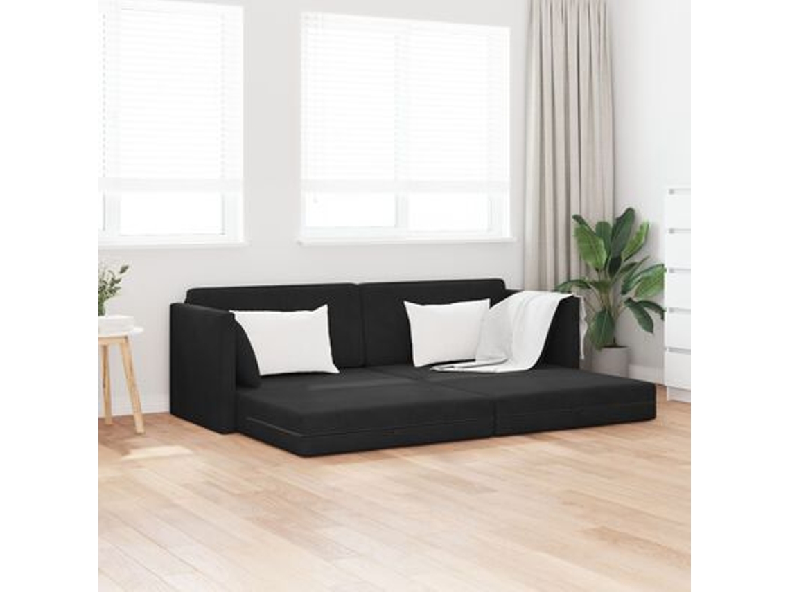 Sofá Cama 2 En 1 Negro 213x144x60 Cm De Terciopelo Wsd558445