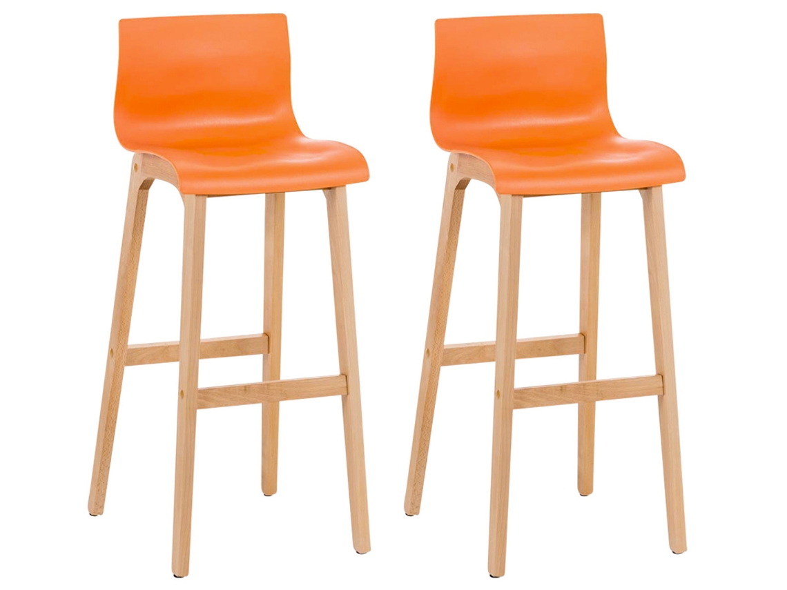 Juego de 2 taburetes de bar Hover Natura naranja CLP