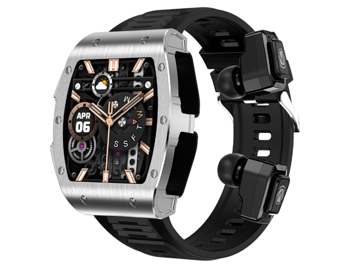 Tws Smartwatch 2 en 1 Bluetooth Llamadas Monitoreo de oxígeno en sangre Salud Modos multideporte Negro YEMAESRE