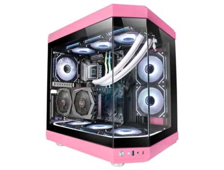 Caja Semitorre ATX MARS GAMING MC-3T Triple Cristal Templado 3x Slots PCI Verticales USB-C USB 3.0 Rosa