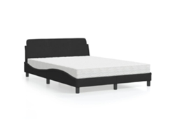 Cama Con Colchón Terciopelo Negro 120x200 Cm