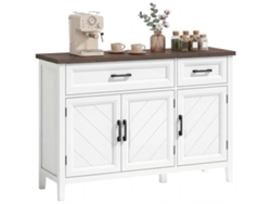 Aparador De Salón, Mueble De Almacenamiento Con 3 Puertas En Zigzag, 2 Cajones Y 2 Estantes Ajustables, 110 X 35 X 80,5 Cm, Blanco.