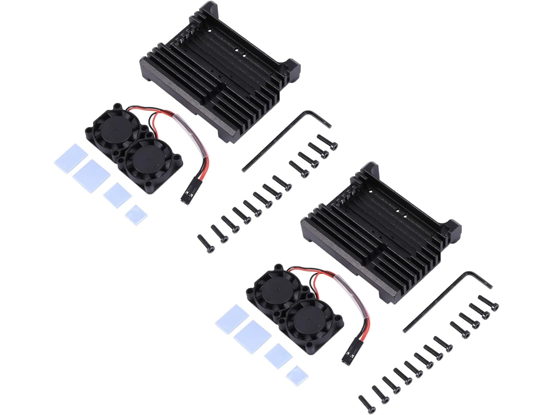 2x Para Caja De Aluminio Con Ventilador Doble, Carcasa De Metal Negro
