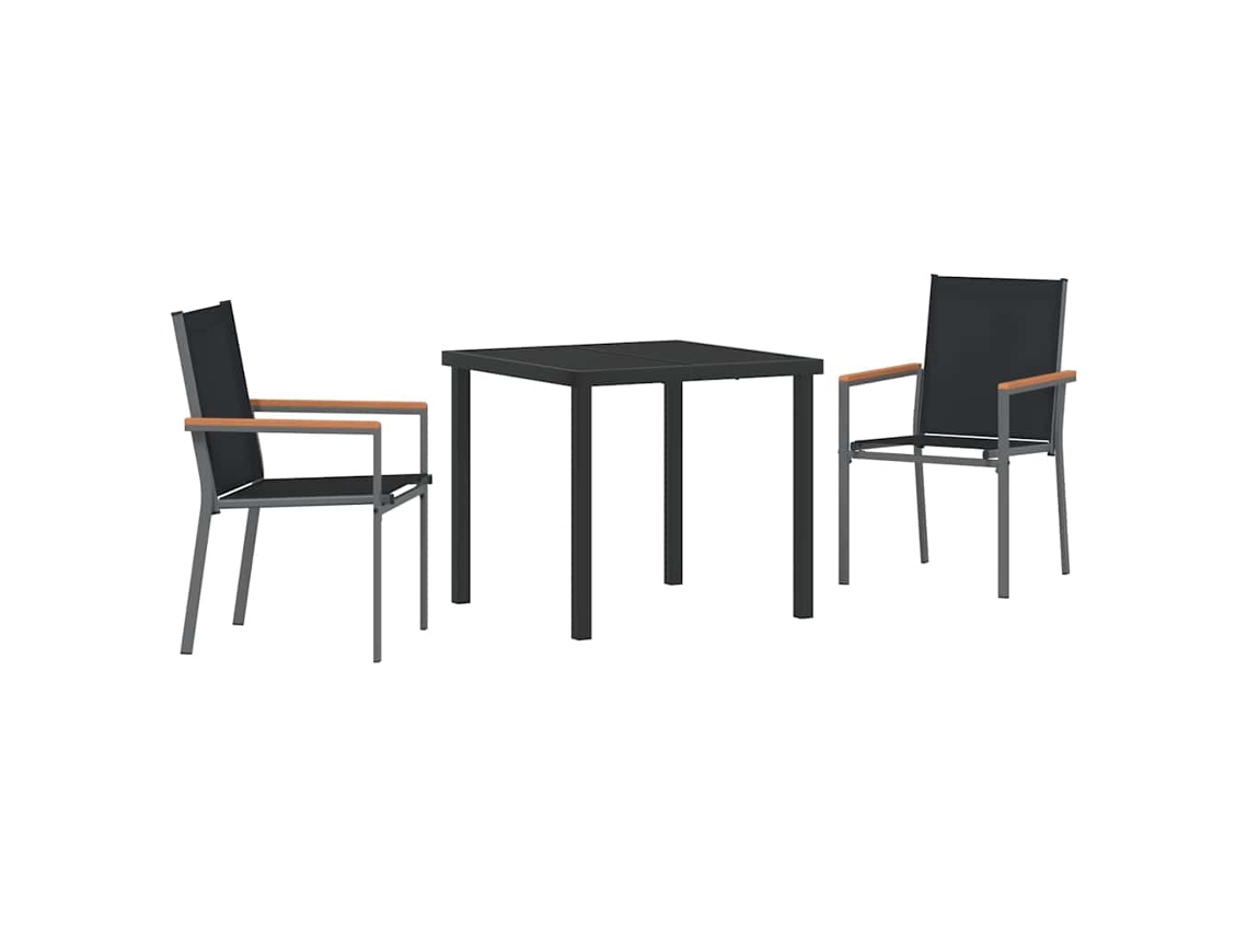 Conjunto De Comedor De Jardín 3 Uds | Mueble De Jardín Negro