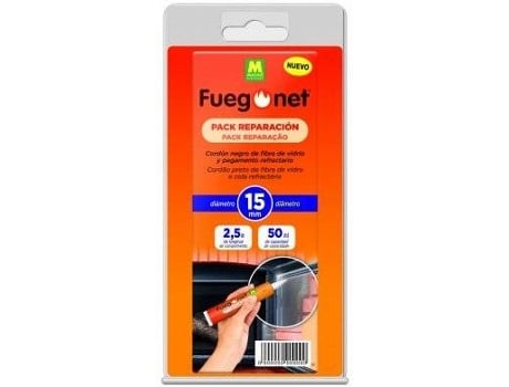 Kit de Reparación para Chimeneas y Barbacoas FUEGONET CM-5402 (50 ml - 1.5 cm x 2.5 m)