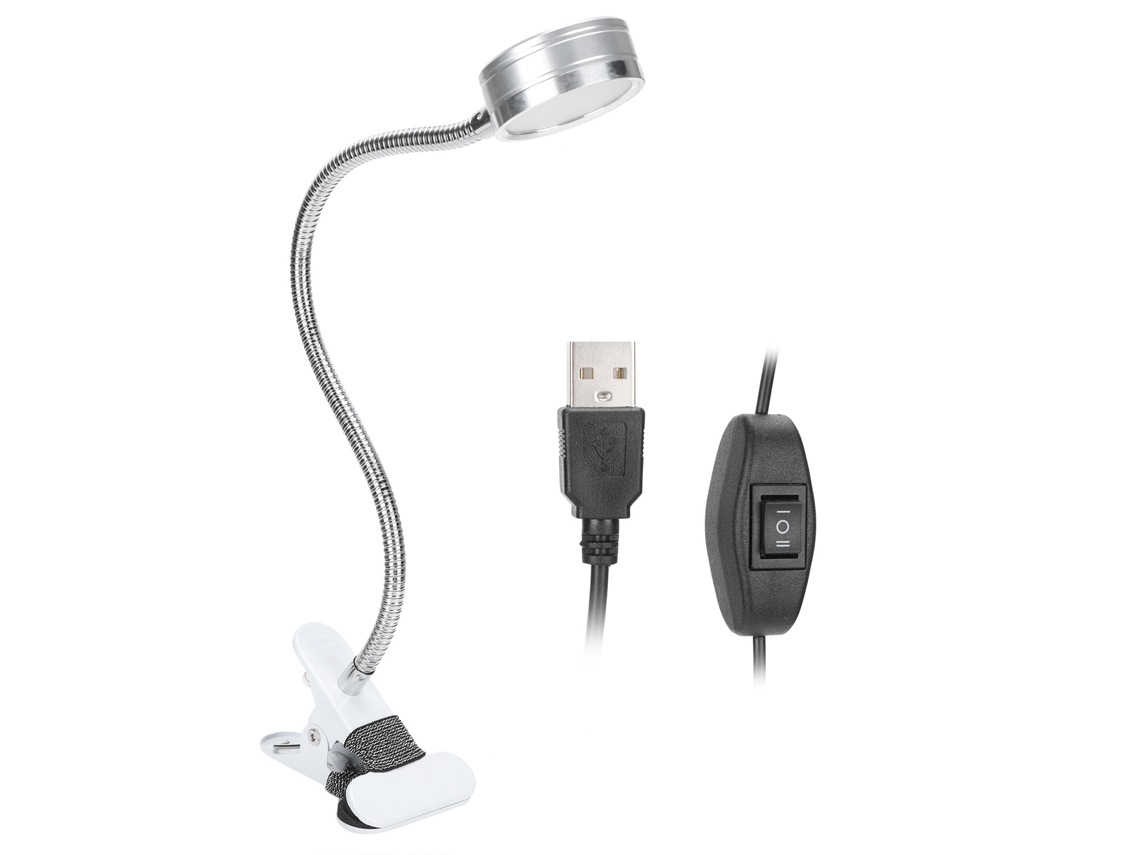 2026-luz De Pinza Usb Con Temperatura De Color Cálido Y Frío, Cuello De Cisne Ajustable 360 Grados (plateado)