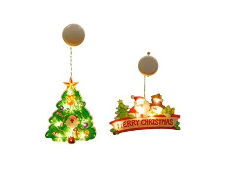 Luces de decoración de ventana de Navidad, cadena de luces colgantes de ventana con ventosa, pequeño, árbol de Navidad Feliz Navidad