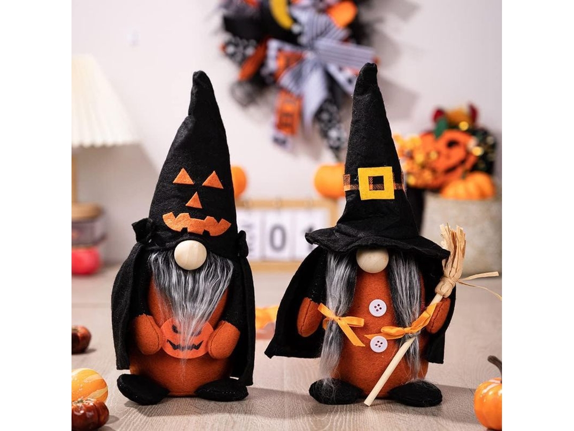 2026-decoraciones De Halloween Gnome De Peluche, Hecho A Mano Para Hogar Cocina Mesa Chimenea, 2 Piezas Linjou