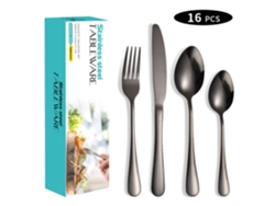 Conjunto De Talheres Eifson Em Aço Inoxidável Com 16 Peças Para 4 Pessoas (preto)