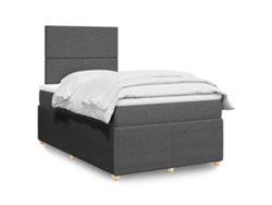 Cama Box Spring Con Colchón Tela Gris Oscuro 120x200 Cm