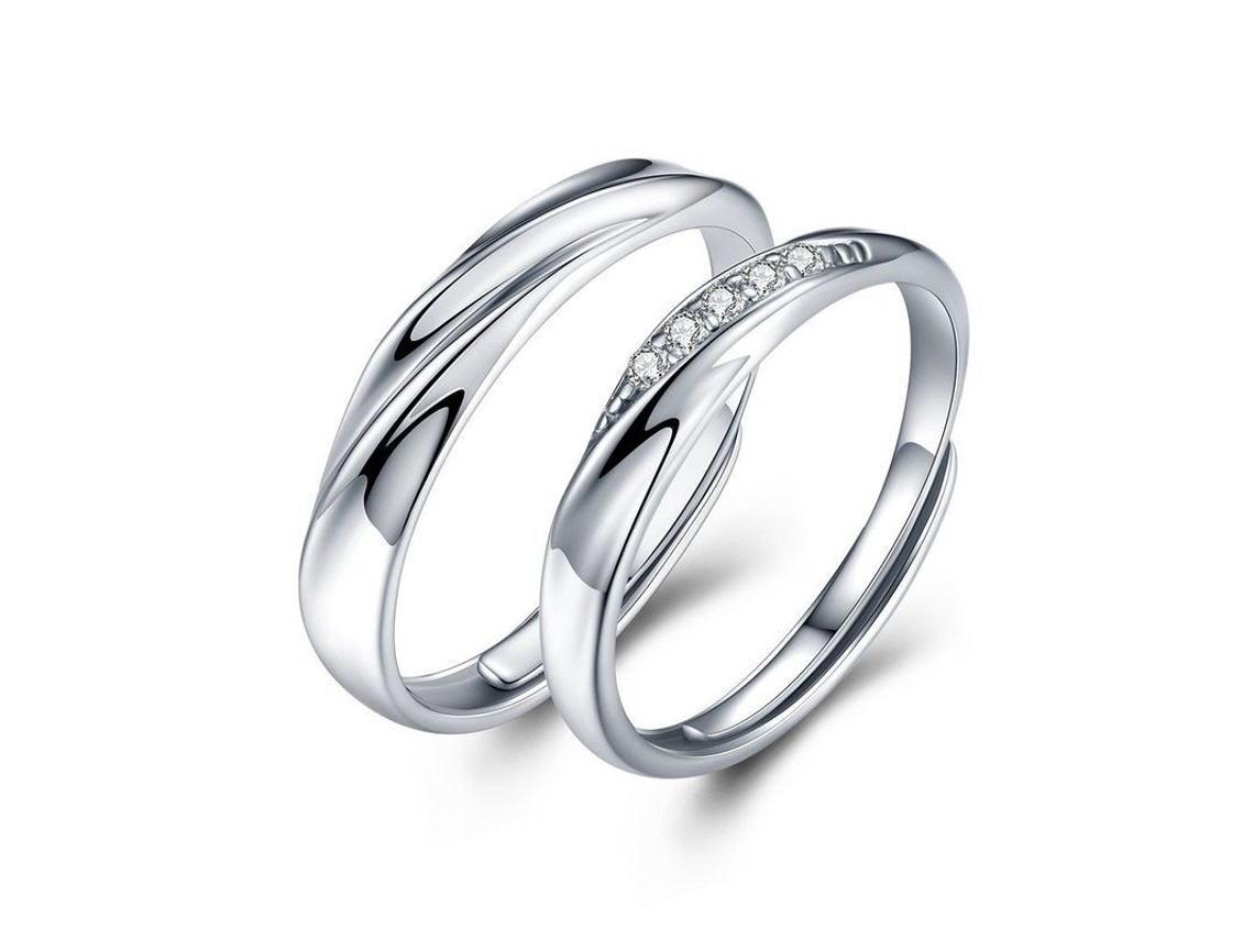 Anillos para parejas Linjou Endless Love 2026 en plata de ley 925, ajustables con diamantes de imitación, ideales para regalar.
