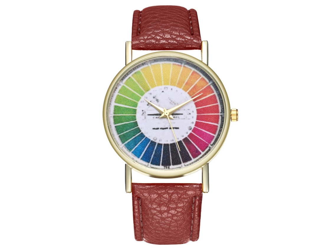 Reloj De Pulsera Unisex De Moda Con Correa De Cuero Pu, Dial Redondo, Cuarzo (café)