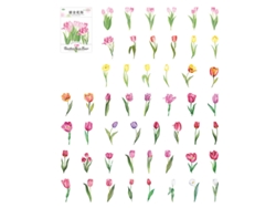 100 Pegatinas Pet Ilimitadas De La Serie Mar Con Flores, Plantas, Tulipanes, Ideales Para Scrapbooking Y Decoración Diy.