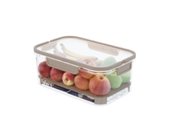 Organizador de refrigerador con tapa y asa, contenedores reutilizables en beige, verde o café