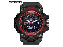 Reloj Deportivo Multifuncional, Moderno Y Elegante (negro Y Rojo para Hombre) Con Acabado Luminoso.