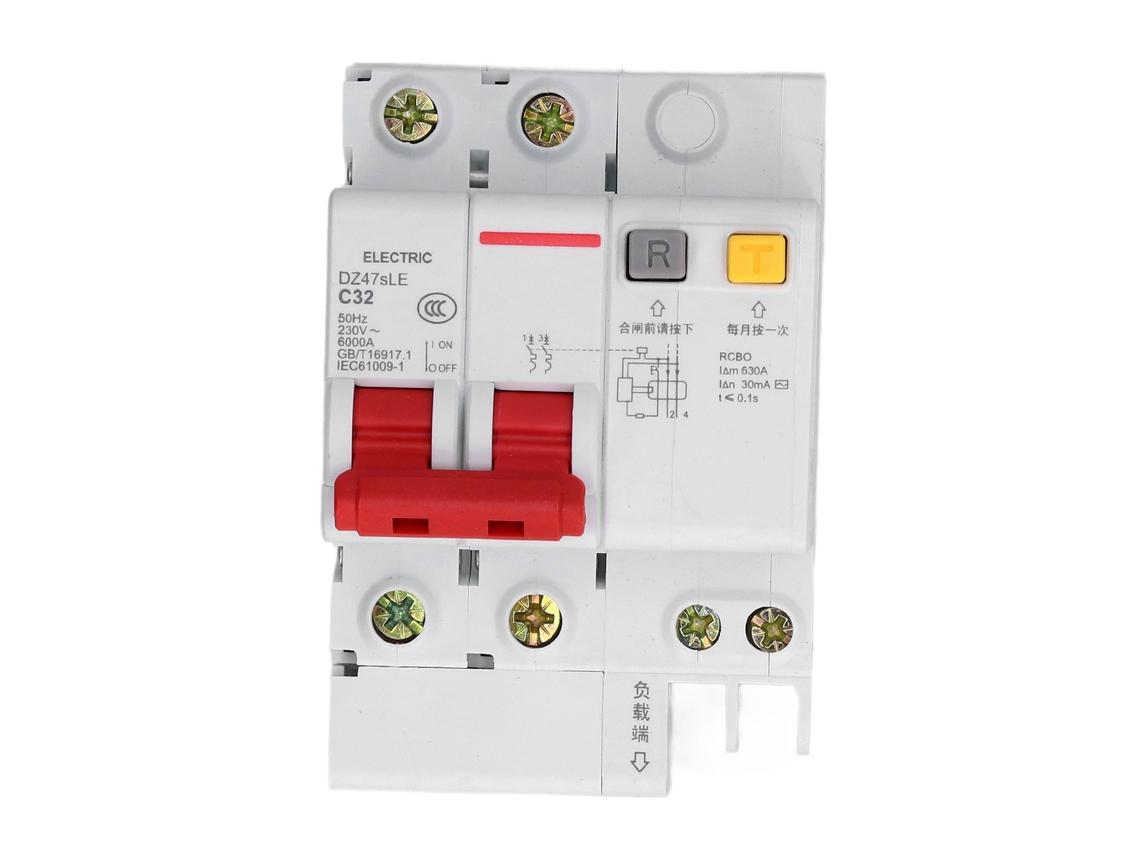 Disyuntor Miniatura Bipolar Con Protección Contra Fugas, 32 A, 230 V, Montaje En Carril Din, Dz47sle C32