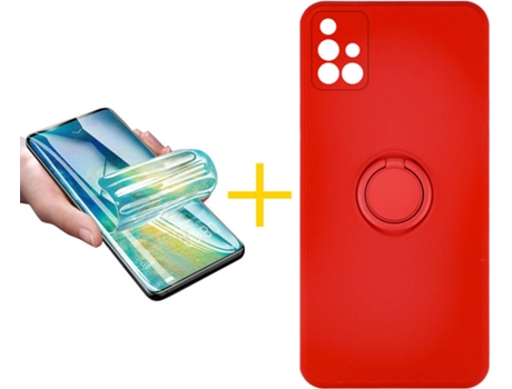 Carcasa + Protector de Pantalla para Samsung Galaxy A71 ACCETEL Rojo