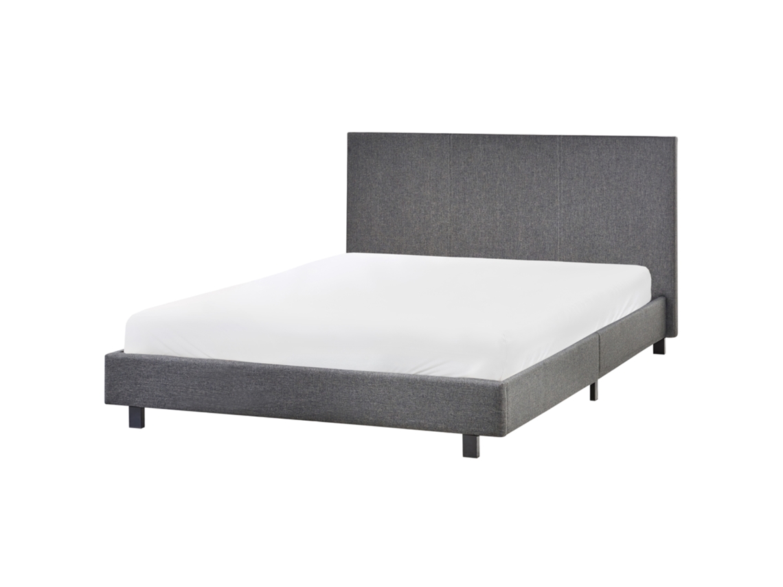 Cama Beliani Albi de poliéster gris 155x211x94