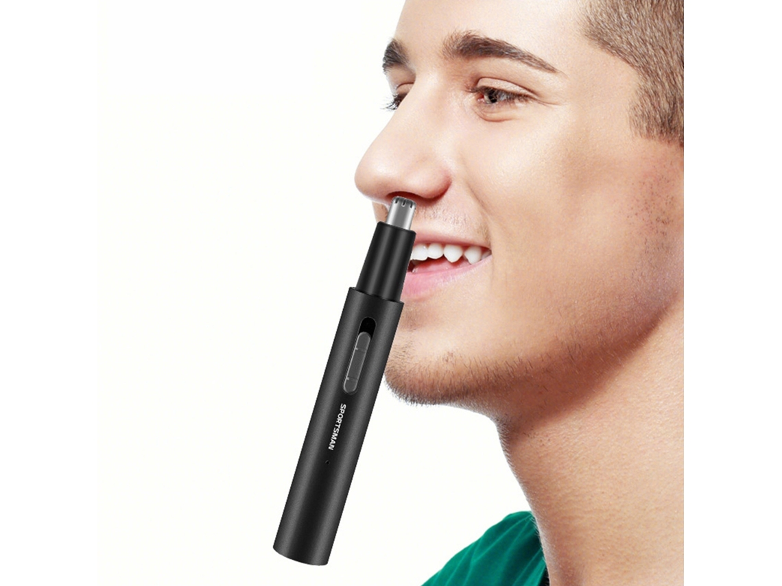 Tijera Eléctrica Para Pelo Nasal Con Cabezón Arco, Cuerpo De Tubo De Aluminio, Recargable Usb Y Recortador De Patillas