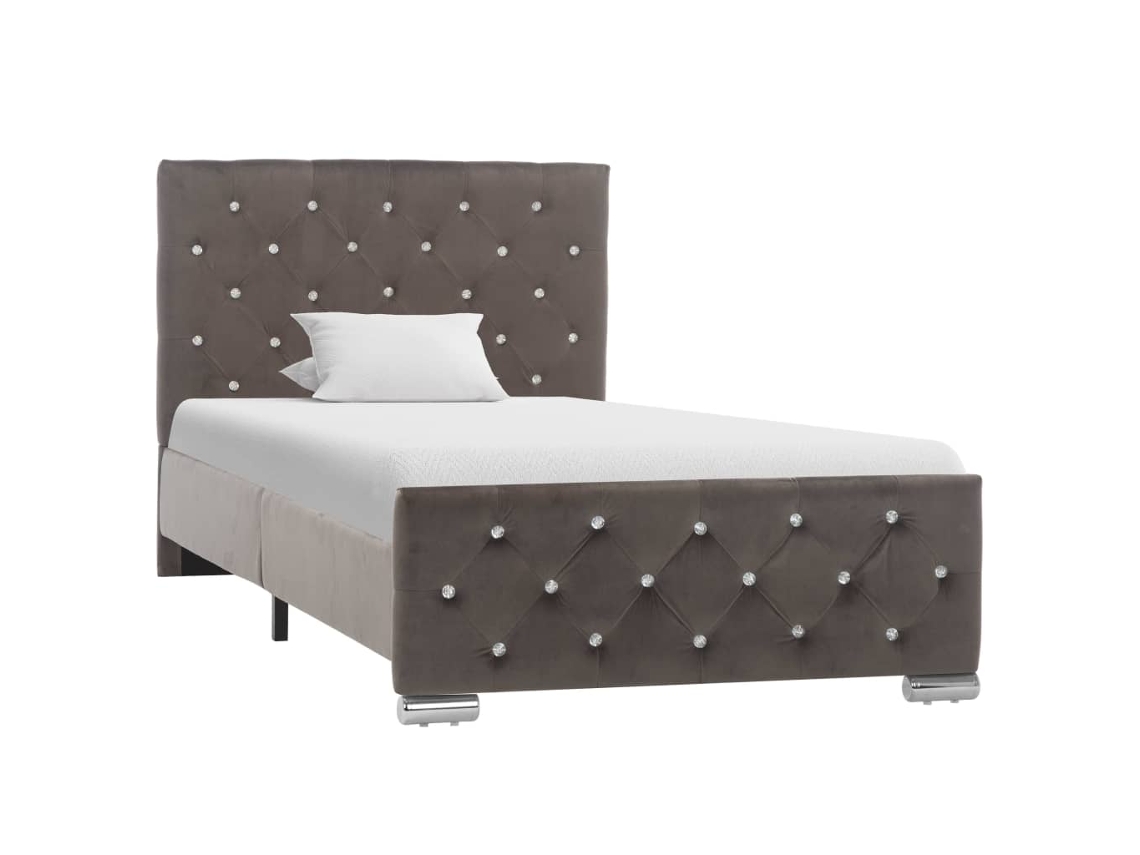 Estructura De Cama Sin Colchón Terciopelo Gris 90x200 Cm