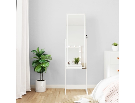 MAISON EXCLUSIVE Espejo de pie con joyero y luces LED blanco