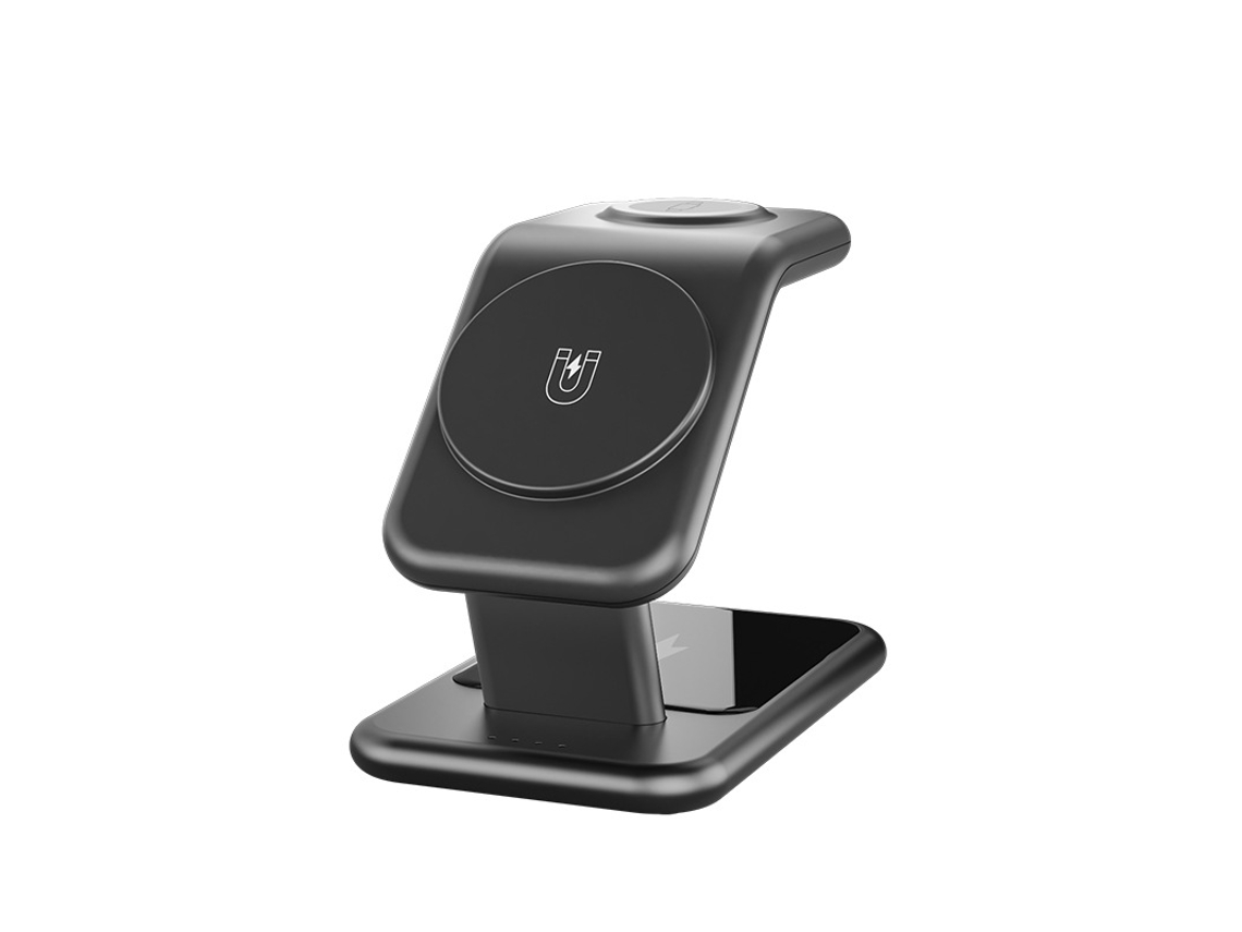 Cargador Inalámbrico 3 En 1 Con Soporte Magnético De 25 W Para Teléfono, Auriculares Y Reloj (negro)